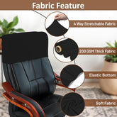 HOTKEI Black Boss Chair Headrest Cover Elastic Office Chair Headrest Slipcover
